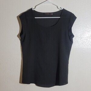 The Limited Black Scoop Crew Neck Short Sleeve Blouse Top sz S GUC Sheer